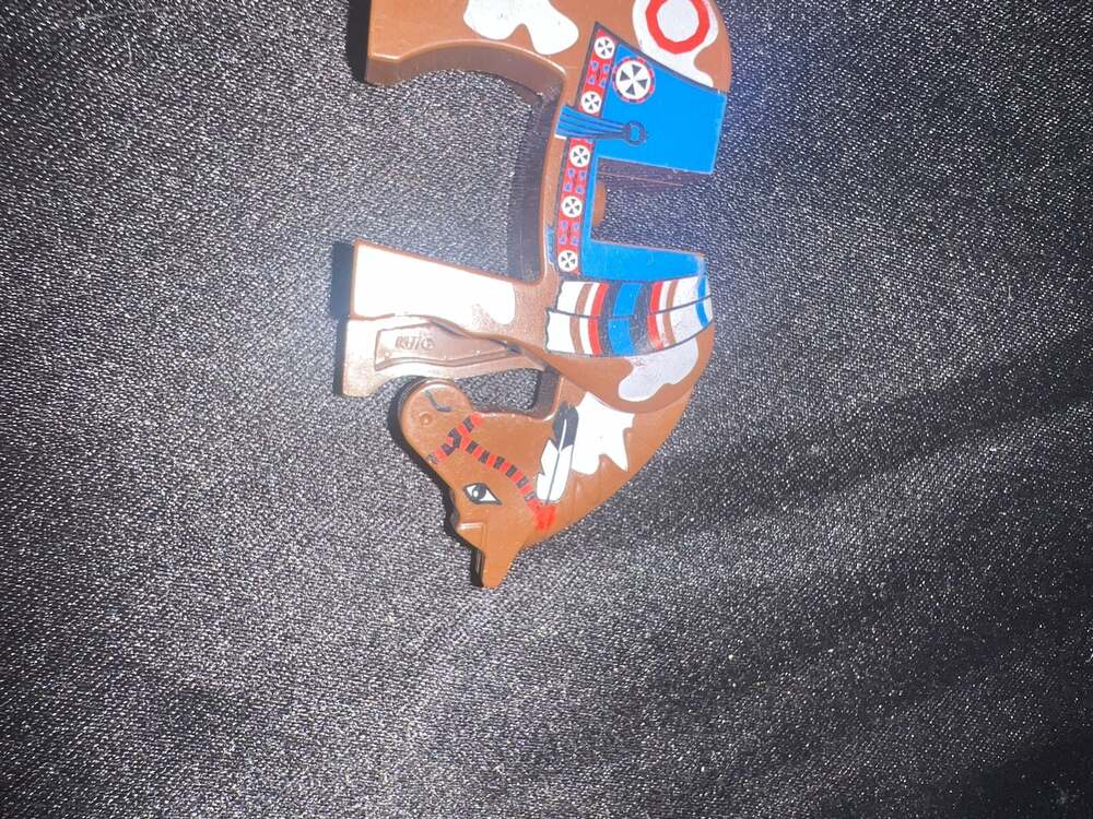 LEGO Part-4493c01px2 Horse w/ Blue Blanket Right Side Red Circle Pattern 6766 - Picture 4 of 7